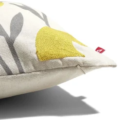 Housse de coussin imprimé floral jaune avec broderie 45x45cm