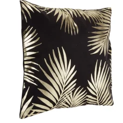 Housse de coussin noir motif doré