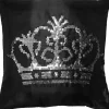 Housse de coussin noire design couronne