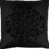 Housse de coussin noire design fleurs