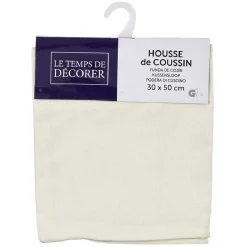 Housse de coussin rectangle crême uni