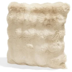 Housse de coussin ronds fausse fourrure lapin 45x45cm - 3 modèles