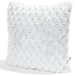 Housse de coussin ronds fausse fourrure lapin 45x45cm - 3 modèles