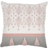 Housse de coussin rose gris à pompons collection Serenity
