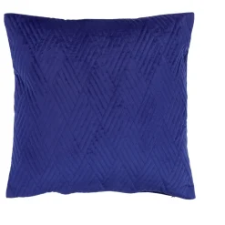 Housse de coussin velours motif pinsonic bleu nuit