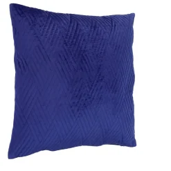 Housse de coussin velours motif pinsonic bleu nuit