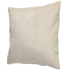 Housse de coussin velours motif pinsonic beige