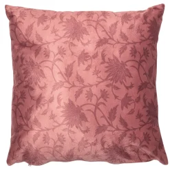 Housse de coussin vieux rose motif végétal
