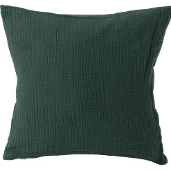 Housse de coussin 40x40cm gaze de coton vert