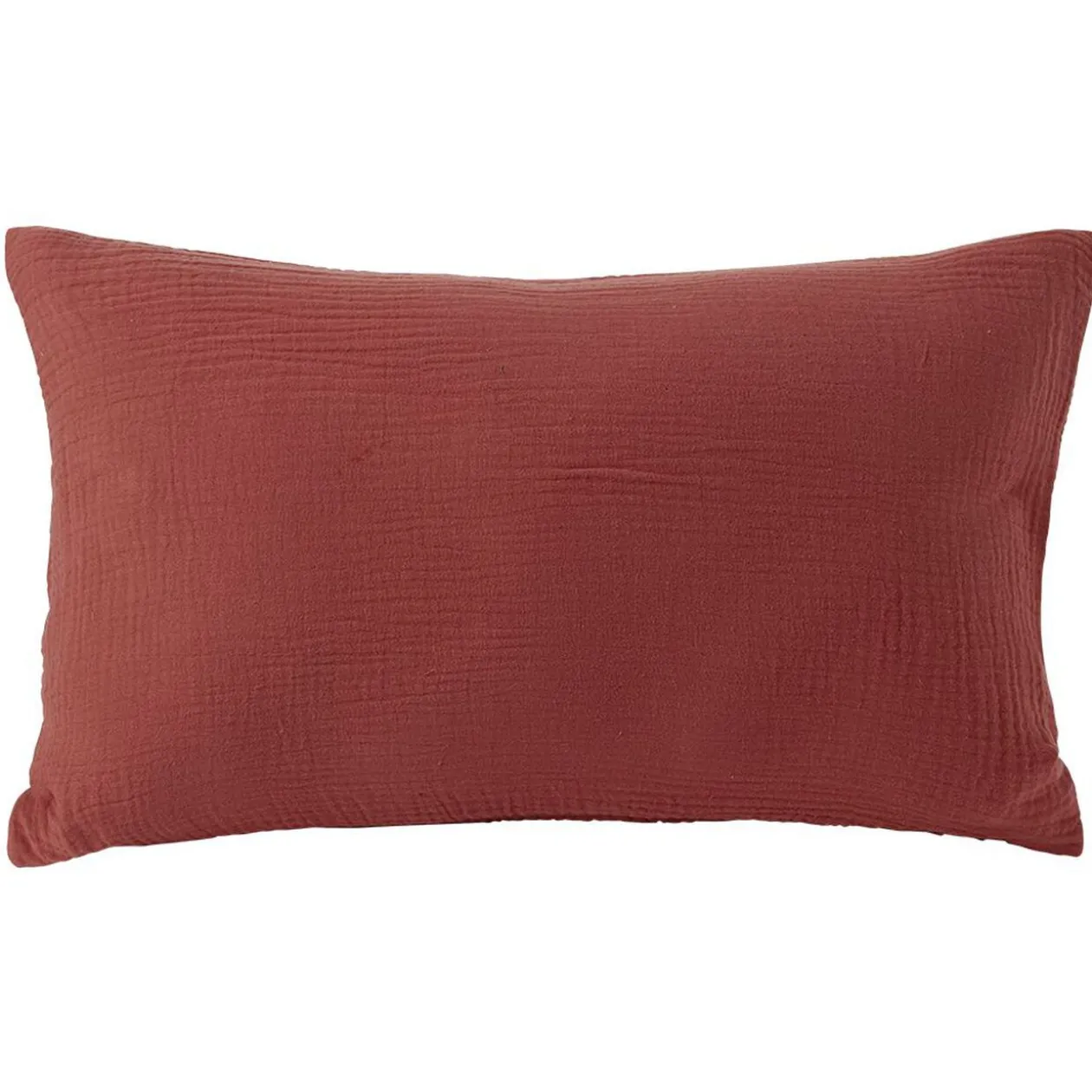 Housse de coussin 30x50cm gaze de coton terracotta