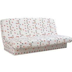 Housse pour canapé-lit design triangle rouge et gris