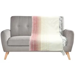 Jeté de canapé à franges imprimé rayure 170 x 250 cm coton polyester