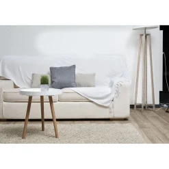 Jeté de canapé à franges uni blanc