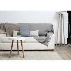 Jeté de canapé à franges uni gris