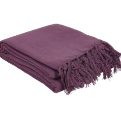 Jeté de canapé à franges violet