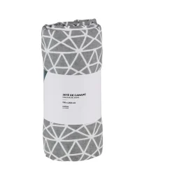Jeté de canapé à motif géométrique gris et blanc