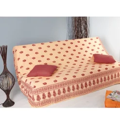 Jeté de canapé beige bordeaux