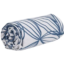 Jeté de canapé design cyclade motif feuilles bleu et blanc