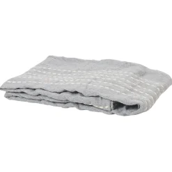 Jeté de canapé gris clair uni avec surpiqûre