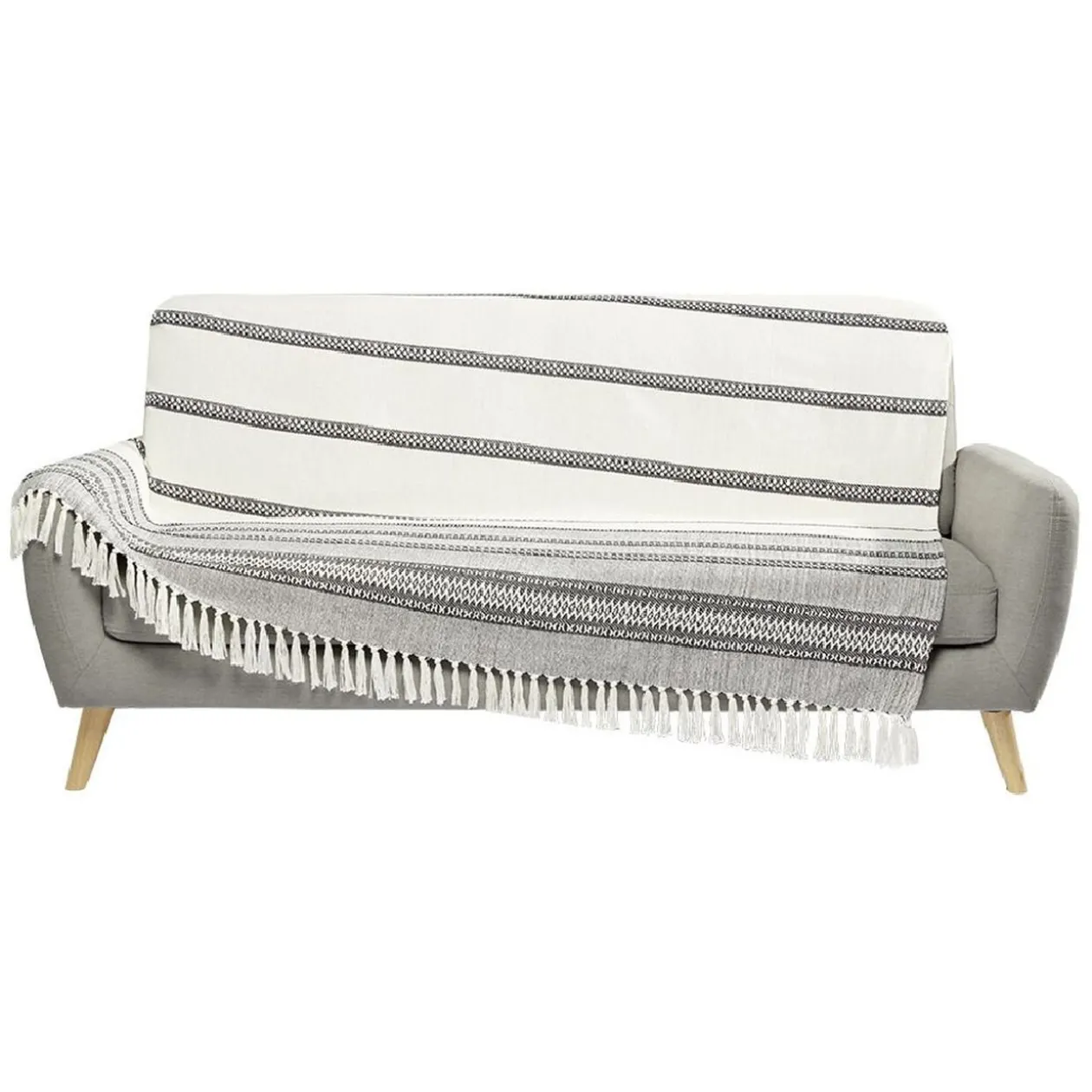 Jeté de canapé noir et blanc 170 x 250 cm