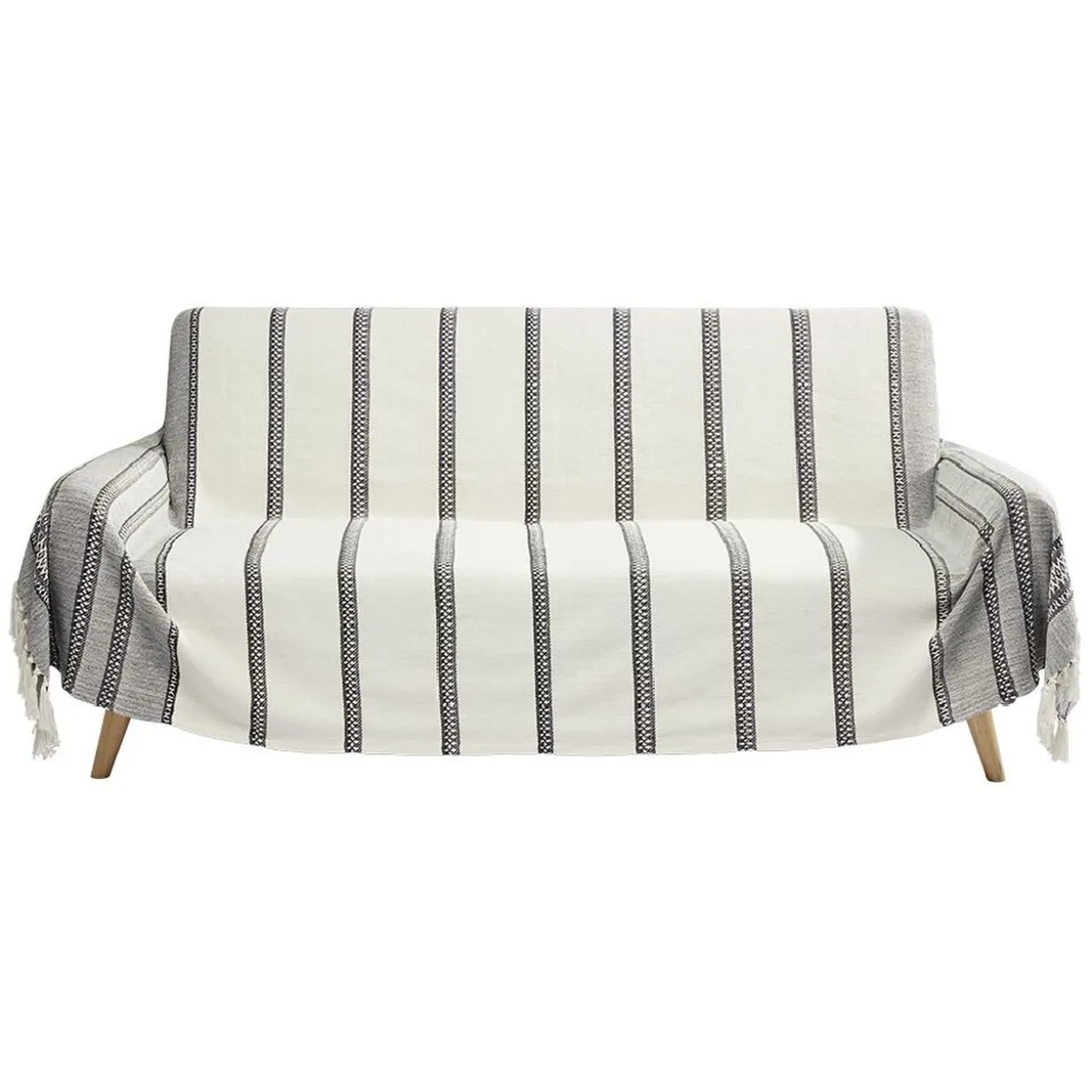 Jeté de canapé noir et blanc 170 x 250 cm