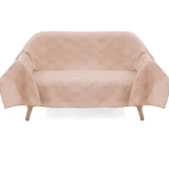 Jeté de canapé polyester et coton orange rouille 170x250cm