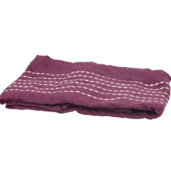 Jeté de canapé prune uni avec surpiqûre