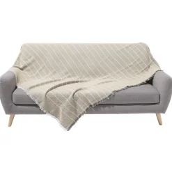 Jeté de canapé réversible gris et taupe