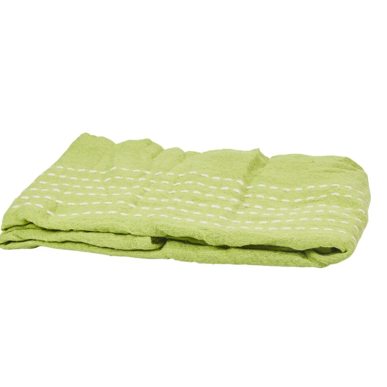 Jeté de canapé vert anis uni avec surpiqûre