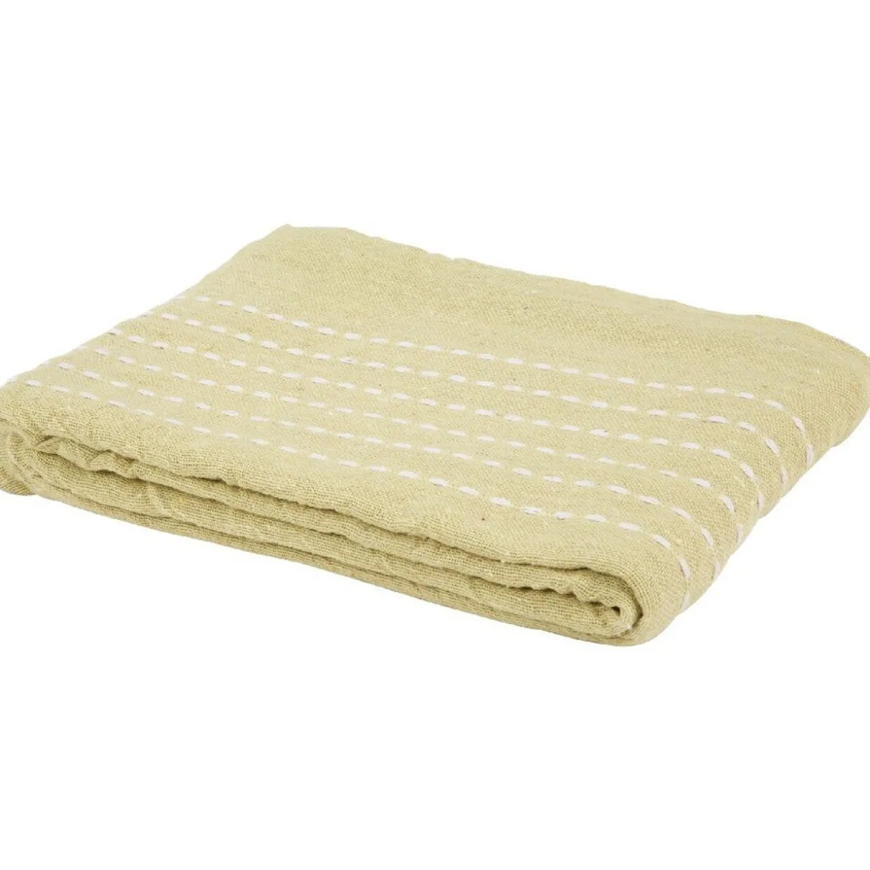 Jeté de canapé vert anis uni avec surpiqûre