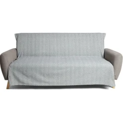 Jeté de canapé 170x250cm 100% coton motif chevron gris