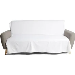 Jeté de canapé 170x250cm polycoton blanc