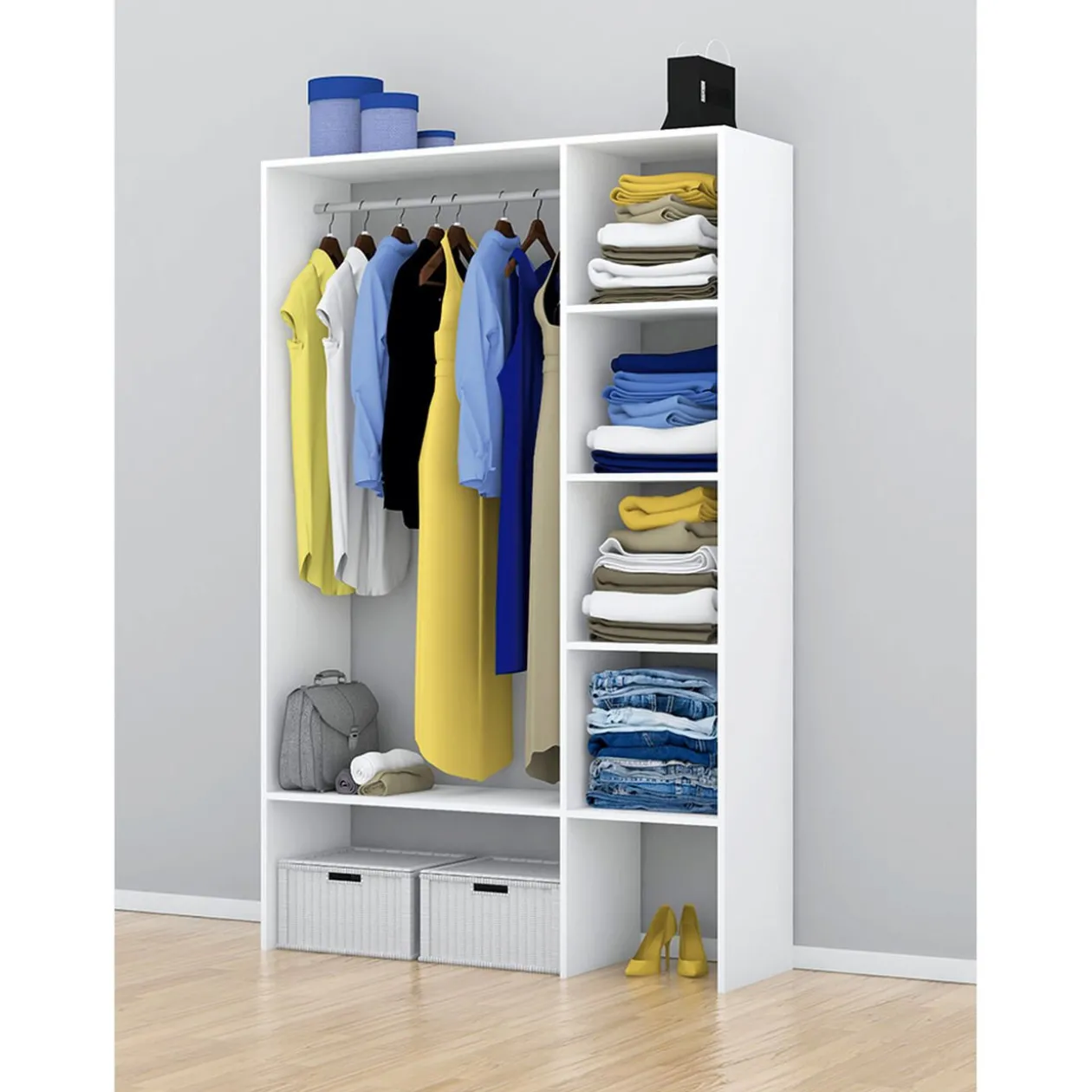 Kit dressing colonne 6 étagères et 1 penderie