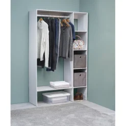 Kit dressing penderie étagères bois blanc