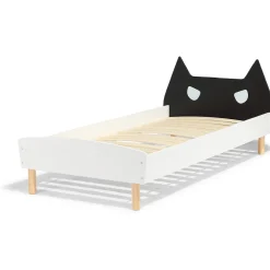 Lit bois gamme Ully tête de lit masque noir et blanc