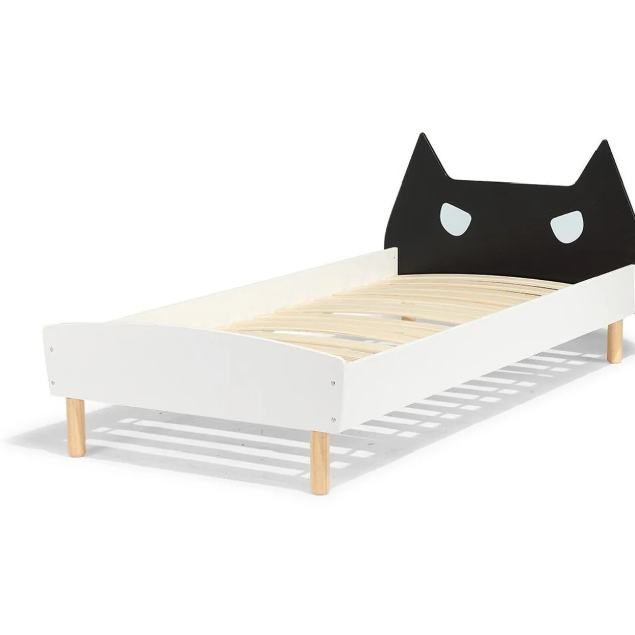 Lit bois gamme Ully tête de lit masque noir et blanc