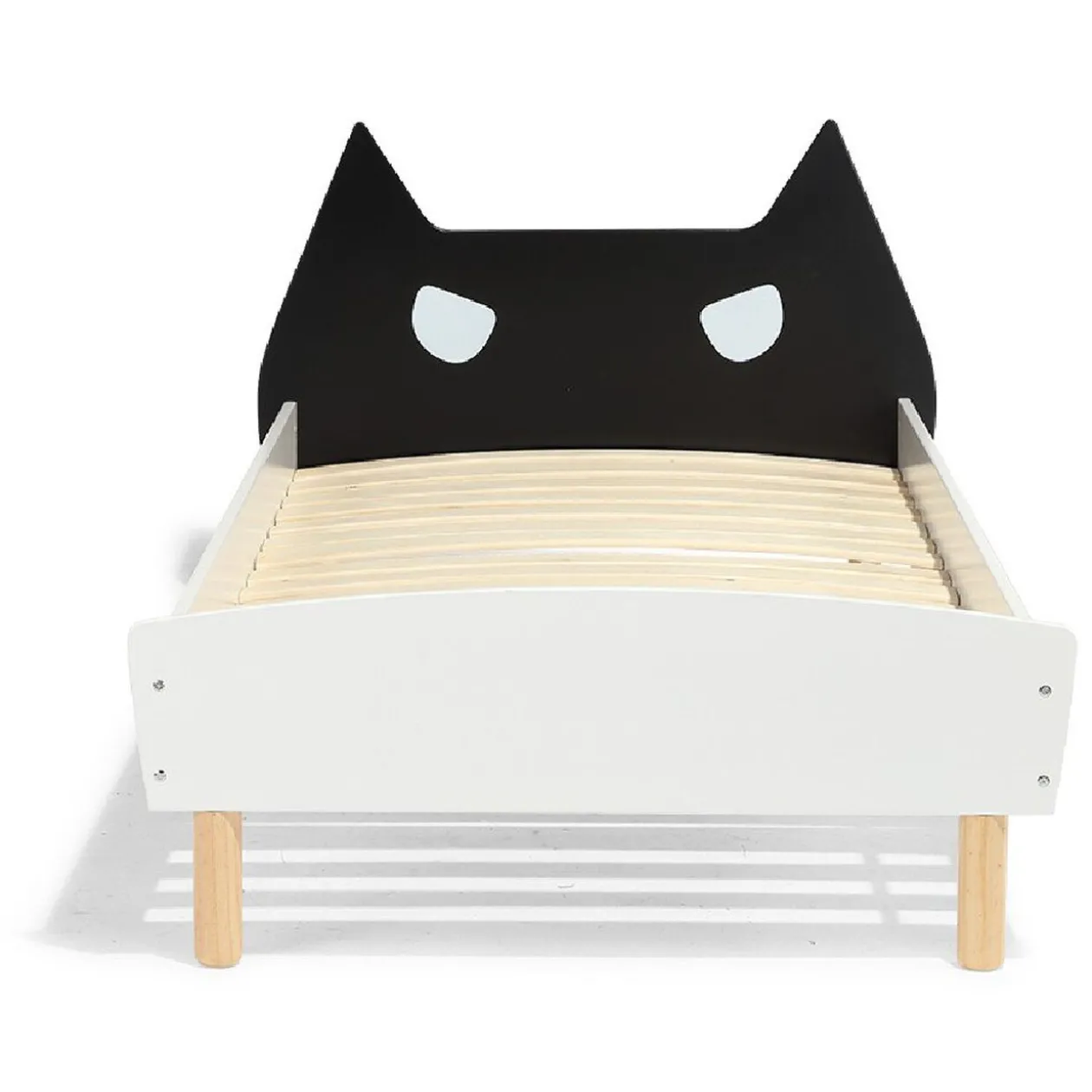 Lit bois gamme Ully tête de lit masque noir et blanc