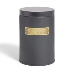 Lot de 3 boîtes alimentaires acier noir et doré Ø9xH12cm