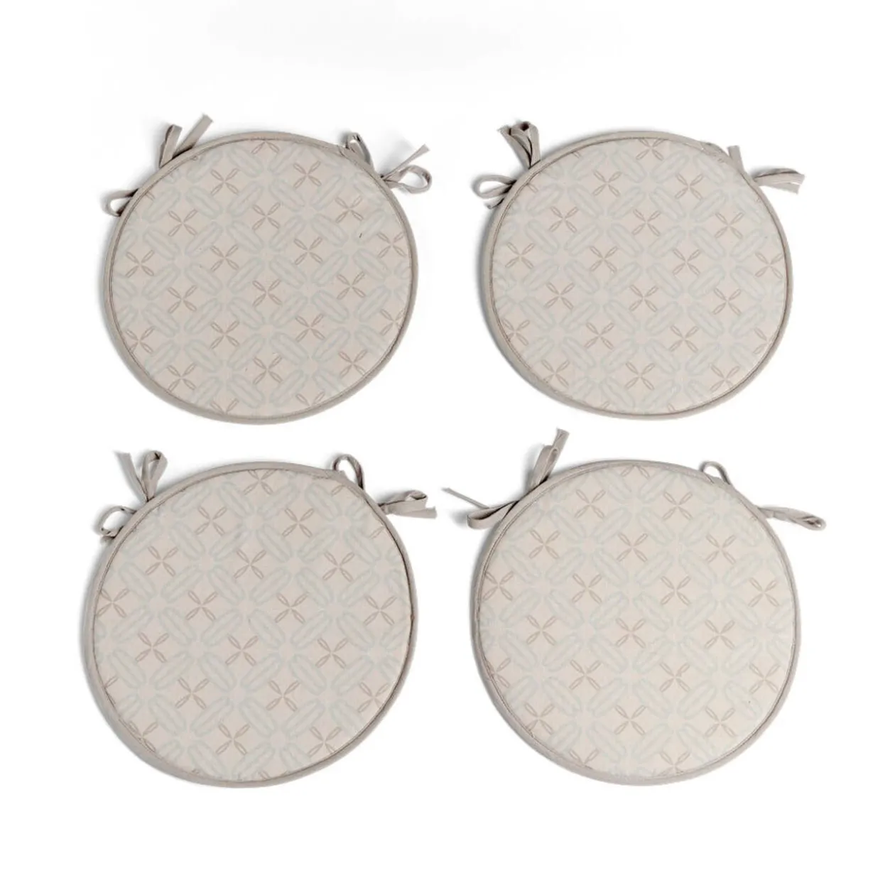 Lot de 4 galettes de chaise polyester et coton gris clair Ø38cm