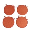 Lot de 4 galettes de chaise polyester et cot orange terracotta Ø38cm