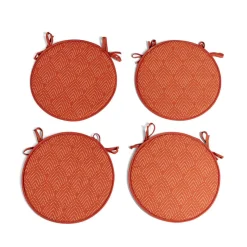 Lot de 4 galettes de chaise polyester et cot orange terracotta Ø38cm