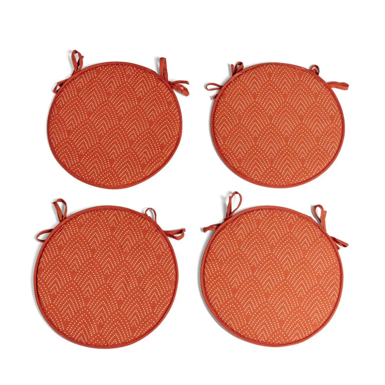 Lot de 4 galettes de chaise polyester et cot orange terracotta Ø38cm