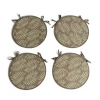 Lot de 4 galettes de chaise polyester et coton vert olive Ø38cm