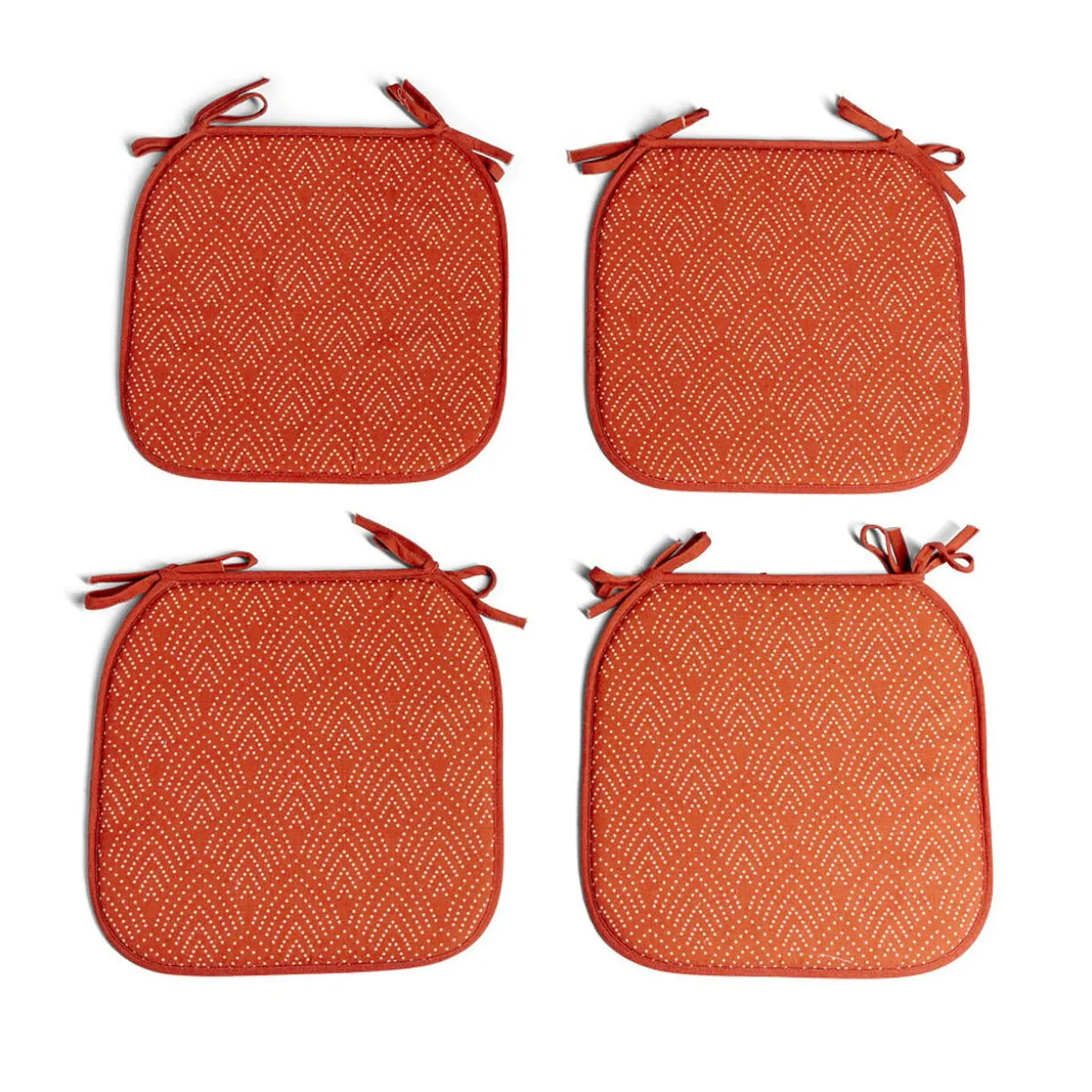 Lot de 4 galettes de chaise polyester et cot orange terracotta 38x38cm