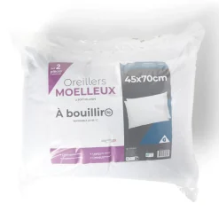 Lot de 2 oreillers à bouillir 45x70cm polyester blanc