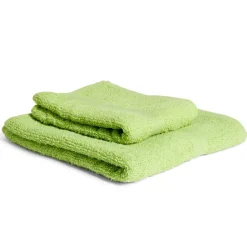 Lot de 2 serviettes de bain coton vert 40x60cm et 55x105cm