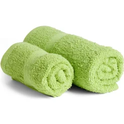 Lot de 2 serviettes de bain coton vert 40x60cm et 55x105cm