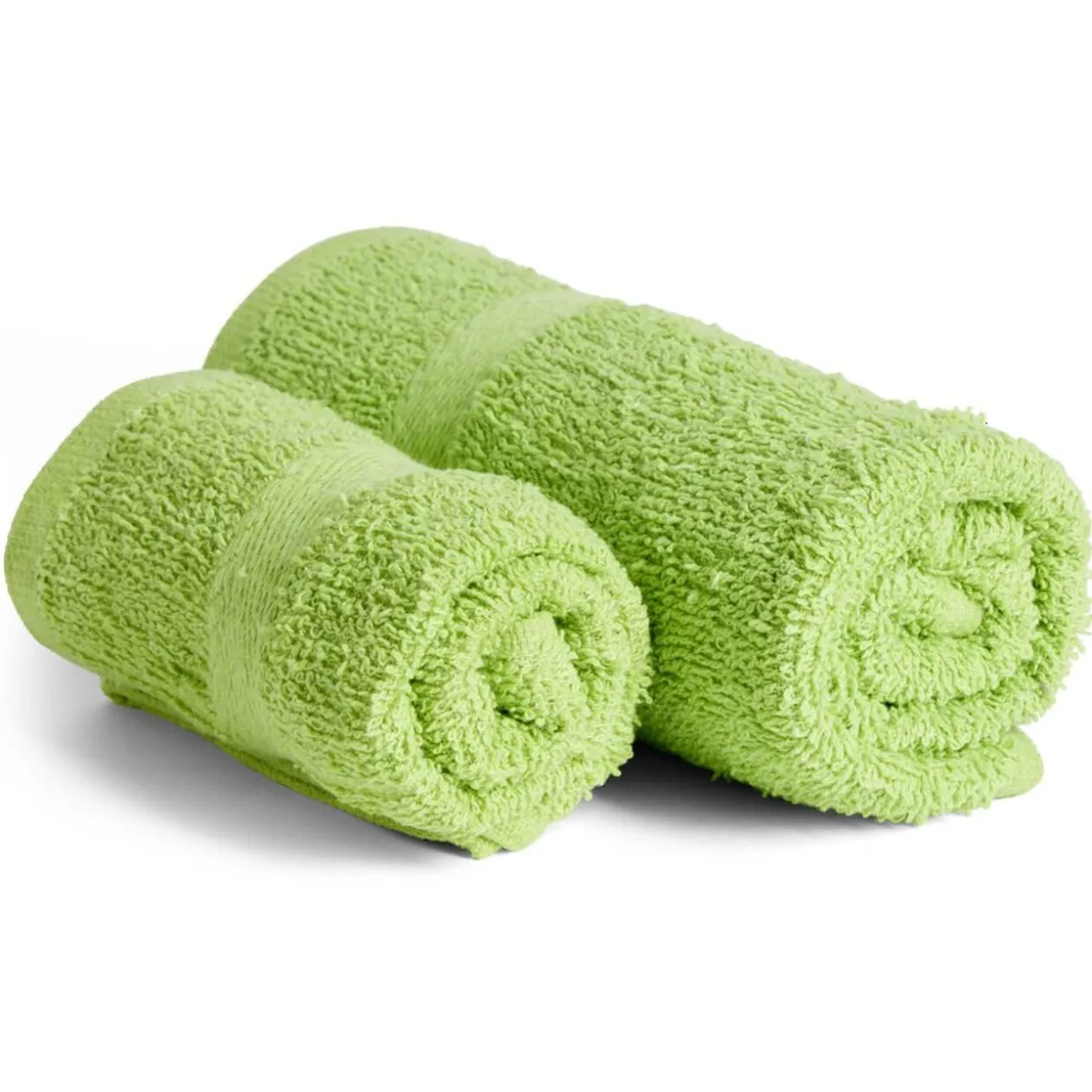 Lot de 2 serviettes de bain coton vert 40x60cm et 55x105cm
