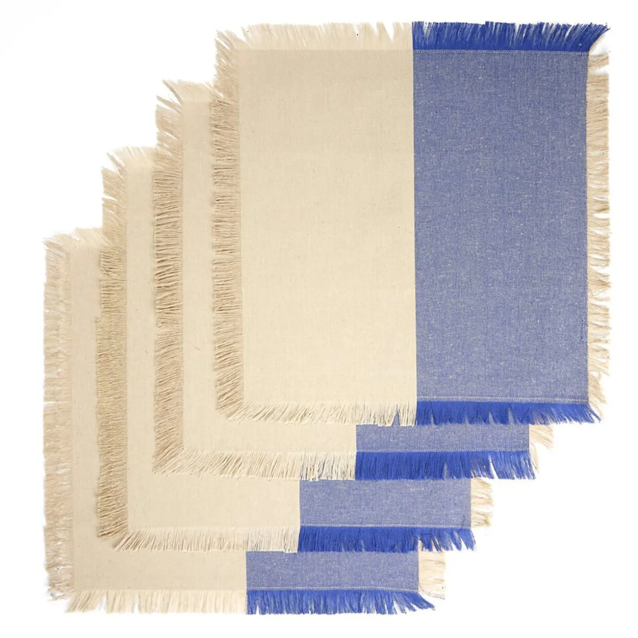 Lot de 4 serviettes de table carrées 35x35cm rebord frange