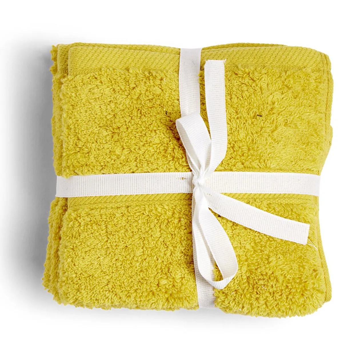 Lot de 4 serviettes invité coton jaune et noir 30x30cm